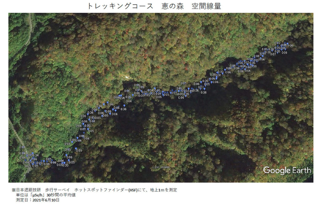 トレッキングコース 恵の森 空間線量 測定結果